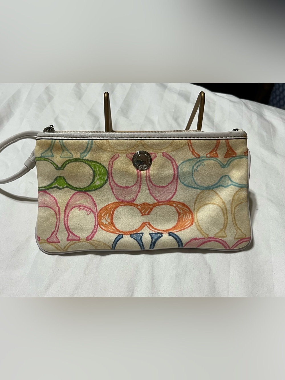 Coach Multicolor Signature Wristlet - Cream, Pink, Orange, Green, Blue
G-05